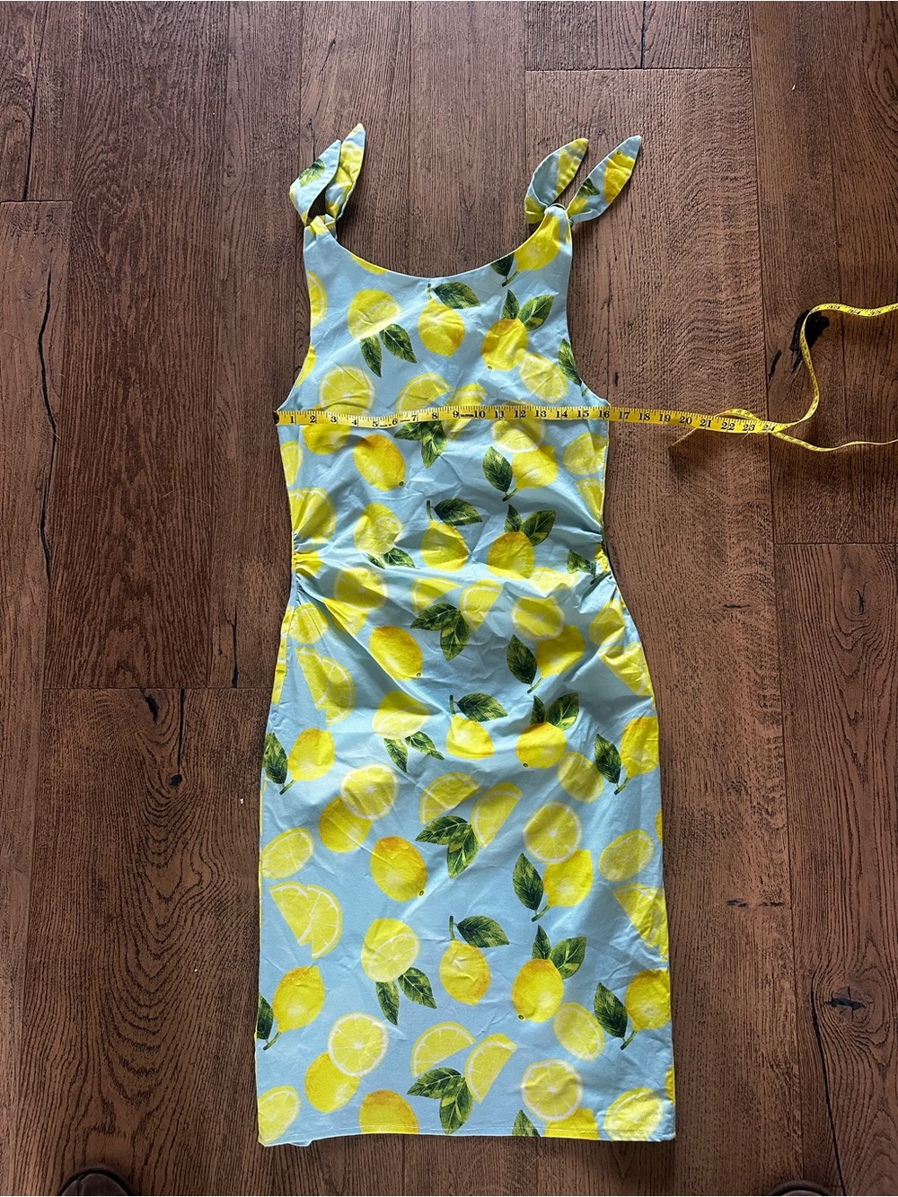 Hidden Lillium-Sleeveless Verona Light Blue Lemon Print Midi Dress - Picture 10 of 12